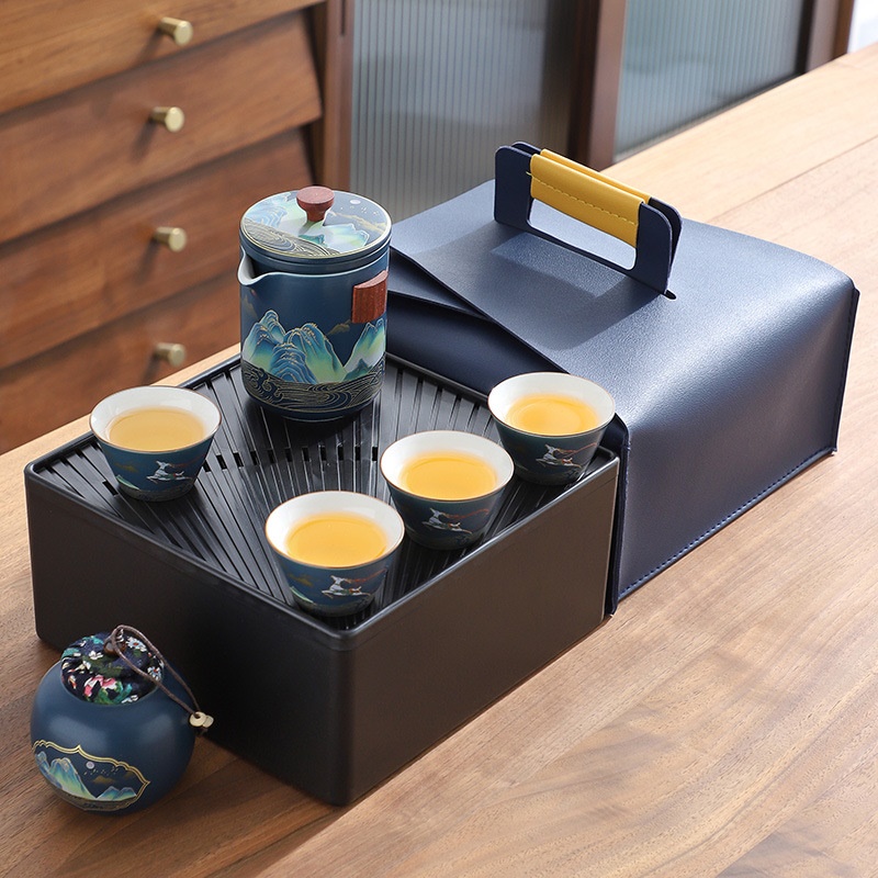 旅行茶具陶瓷茶壶快客杯小套功夫茶具便携户外一壶四杯泡茶器礼品