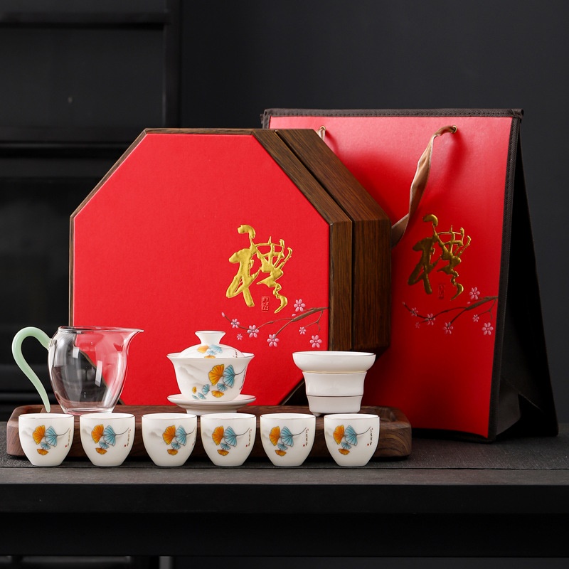 中秋节国潮羊脂玉茶具套装商务实用高档客户公司长辈见面礼品生日